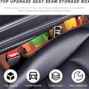 2 PCS Car Seat Gap Filler Organizer, Multifunctional Auto Side Seat Gap Filler Phone Holder, Universal Vehicle Storage Box Fill Gap Space Between Seats and Console (Dark Brown)