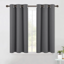 NICETOWN Grey Kitchen Blackout Short Curtain Panels for Bedroom, 45 Inch Long Thermal Insulated Grommet Top Blackout Draperies and Drapes (2 Panels, W42 x L45 -Inch, Grey)