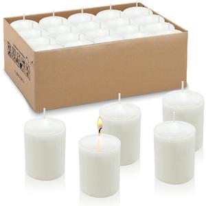 White Votive Candles, 20 Packs Unscented Wax Candles for Wedding, Party & Home (15 Hour), 1.5''D x 2.25''H