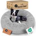 Donut Dog Bed - Premium Comfort for Anxiety Relief - Fluffy & Calming Design with Ultra-Plush Support | Cozy Round Dog Bed with Super Soft Circle Style (Size L Grey)