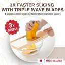 Arnest Japanese Cabbage Slicer Mandoline, 3-Blade Triple Wave Ultra-Thin Shredder for Tonkatsu-Style Slaw, Stainless Steel Wave Blades, Safety Holder, Easy-Rinse Clean, Compact Beige, Made in Japan