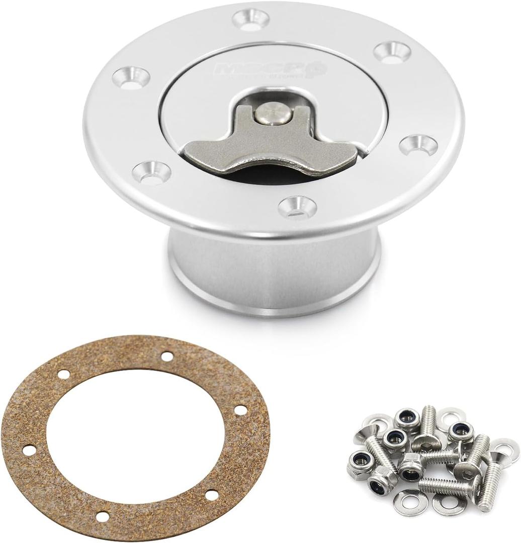 Billet Aluminum 35.5mm Fuel Cell Gas Cap Fuel Surge Tank Cap with 6 Hole Non-vented (Silver)