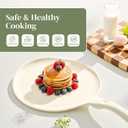 Redchef Nonstick Crepe Pan 12 Inch with Ceramic Coating, Non Stick Flat Skillet, Professional Pancake Griddle Pan, Induction Compatible, PFAS/PFOA/PTFE Free, Stay-Cool Handle (Beige White)