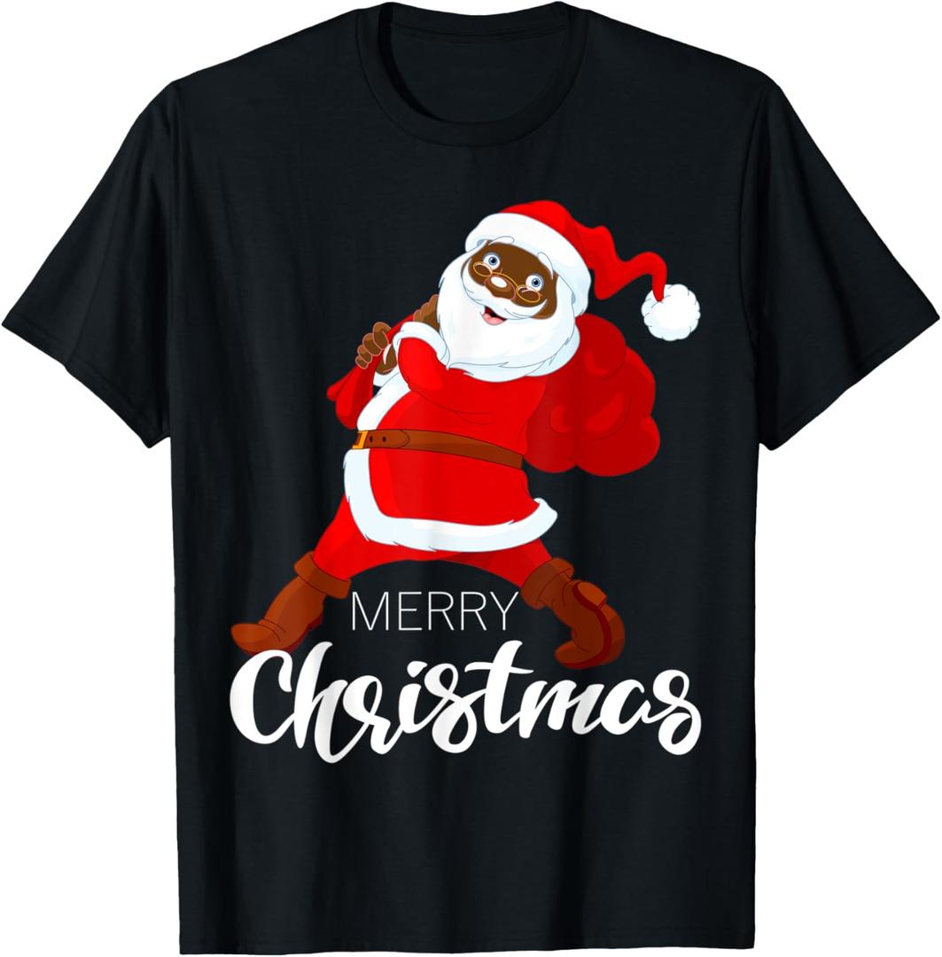 Happy Black Merry Christmas Santa T-Shirt