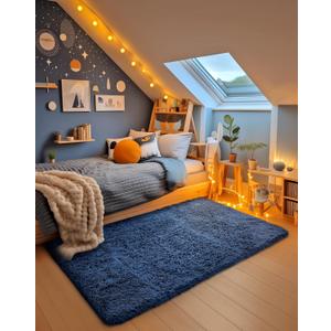 Ophanie Blue Rug, Boys 3x5 Rugs for Bedroom Royal Dark Blue Carpet Nursery Aesthetic, Kids Playroom Navy Area Rugs for Girls Teen Home Decor