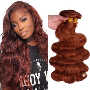 Color 33 Body Wave Bundles Human Hair Auburn Bundle Huxowax Brazilian Virgin Soft and Silky Remy Hair 3 Bundles 24 26 28 Inch Double Weft Copper Brown Body Wave Bundle 300g