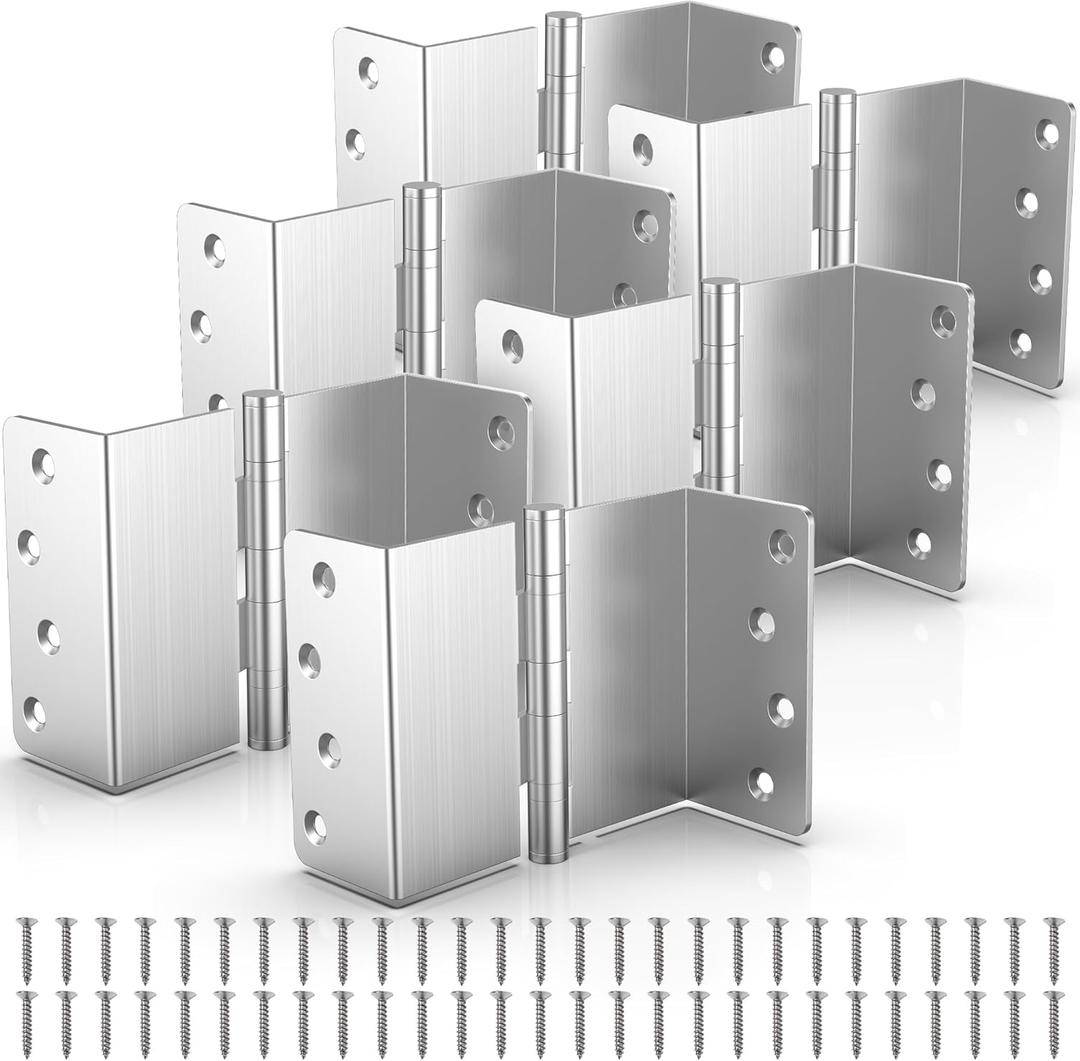 KOLET Offset Door Hinges, 4 Inches Expandable Door Hinges, 2 Inches Widen Doorway, 1/4" Radius Corner Ball Bearing Hinges, Smooth and Easy Installation, Brushed Nickel, 6 Packs