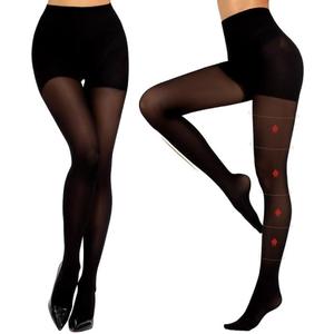 MANZI 2 Pairs Compression Pantyhose for Women Shaping Black Tights 10-15mmHg Support 50D Opaque Stockings, M