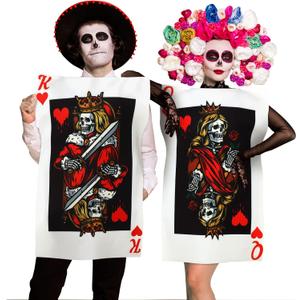 HooLing 2 Pcs King Queen Couples Halloween Costumes for Adults 20 x 30 Inches Poker Card Couples Costume for Adults Apparel Accessories for Halloween Cosplay Dress up Party