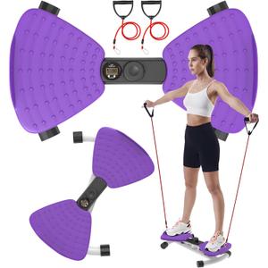 renZEC Waist Twister Machine, Adjustable Exercise Twist Board for Women Men, Noiseless Ab Twister for Home Gym Equipment, 330 lbs Capacity | Track Time, Reps, Calories with Digital Display (Purple)