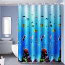 Shower Curtain Liner, 4G PEVA Shower Liner, Plastic Waterproof Shower Curtains, 72x72 inch with Grommet Holes 3 Magnetic Weights (Underwater World)