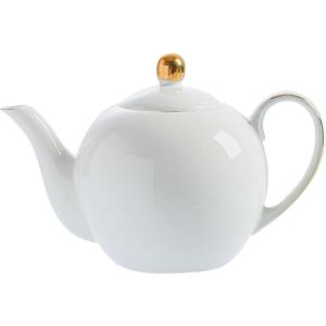 30oz White Porcelain Teapot, Classic design tea pot with Gold Trim, Beautiful white teapots for loose leaf tea and tea bags, Tea Party friendly