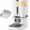 TYM Automatic Cat Feeder, 7L Large Capacity Cat Food Dispenser with Programmable Timer, Portion Control up to 9 Meals/Day, Dual Power Supply, Fresh Food, Easy to Clean for Cats and Small Dogs