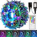164 FT 500 LED Christmas String Lights, Waterproof RGB String Lights with Remote Control& Timer Function, 24 Colors Changing Fairy Lights for Indoor Outdoor Room Wall Christmas Tree Party Decoration (RGB (Red, Green, Blue))