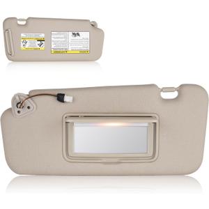 Sun Visor for Nissan Murano 2009-2014 with Light, Left Driver Side Beige SunVisor Replacement 96401-1AA1B, Stretchable Design