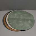 Myir JUN Round Placemats Set of 6 Faux Leather Place Mats and Coasters 15 inch Round Table Mats Dual Sided Non-Slip Stain Resistant Placemats (Camel Yellow & Blue, Set of 6)