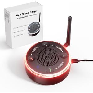 VigorKeeper Cell Phone Ringer Amplifier for Hearing Impaired & Seniors, One-Touch Answer/ Decline Calls, 116dB Loud Sound & Red-Blue Flash Alerts, Bluetooth 5.3 Auto-Connect