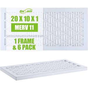 Housmile 16x20x1 Air Filter, 6 Pack, MERV 11, MPR 1000, ABS White Plastic Frame, Durable and Easy to Replace (exact dimensions: 15.6x20.6x 0.9 inch) 16×20x1 - 6 Pack