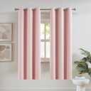 DUALIFE Baby Pink Curtains Blackout 63 Inch Length - Dark Black Out Drapery Room Darkening for Nursery Thermal Insulated Grommet Curtain Panel Pair 34 x 63 Inches Long, 2 Panels
