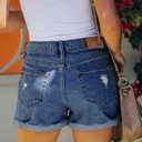 StunShow Women's Denim Shorts Mid Waist Jean Short (Blue, XL)