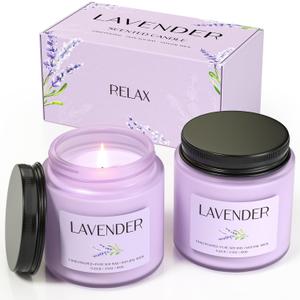 Lavender Candle, Soy Candles for Women, Soy Candles for Home Scented, 2 Pack Aromatherapy Candle Gift Set for Relaxing, Stress Relief & Home Decor