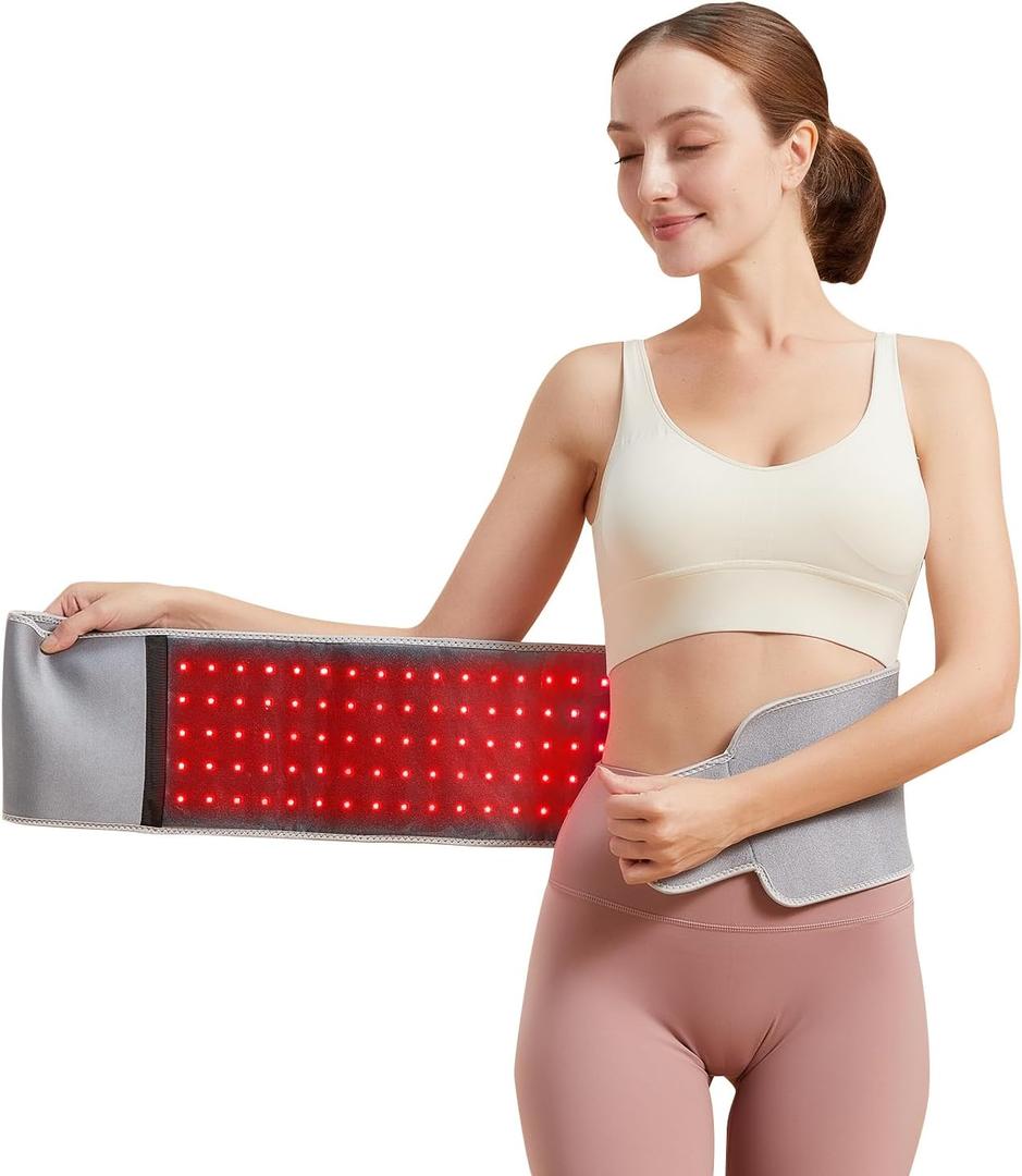 Eazfy Red Light Therapy Belt,Infrared Light Therapy Device, LED Flexible Wearable Wrap, with Timer for Back Shoulder Waist Muscle Pain Relief as Christmas Gift (50" x 7", Grey)
