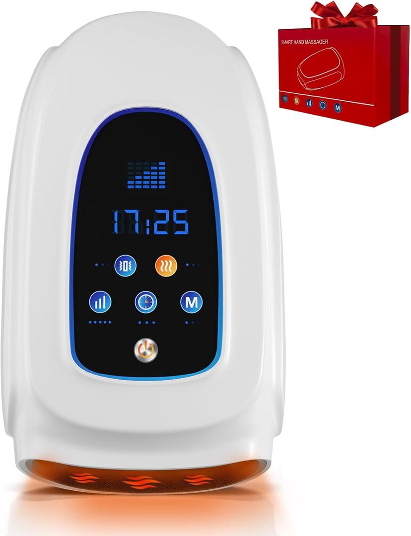 Hand Massager with Heat and Compression, Updated 5 in 1 Cordless Hand Massager, Finger Massager, Carpal Tunnel Relief & Wrist Relief Massager, Gift for Women Men, 3 Modes, 5 Gears, Scheduled Shutdown