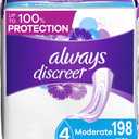 Always Discreet, Incontinence & Postpartum Pads for Women, Size 4 Drops, Moderate Long Absorbency, 198 Total Count (3 Packs of 66 Count)