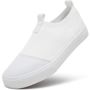 XRH Women's White Slip On Sneakers,Non Slip Women Fashion Work Shoes,Low top Casual ShoesWhite,US9