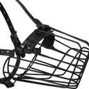 German Shepherd Dog Muzzle Metal Basket for Medium Large Dogs Adjustable Durable Leather Straps Secure Wire Mask for Biting Chewing Barking (M - Size)