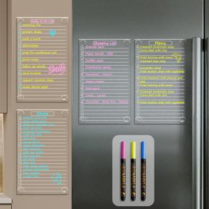 JJPRO Non-Magnetic Dry Erase List Board for Fridge, 11.5"x7" Clear Reusable to Do List White Board, Dry Erase List Board for Refrigerator,Cabinet,Wall&Glass, All Smooth Surfaces