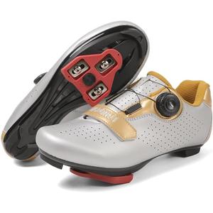 Cycling Shoes, Unisex Delta Cleats Compatible, Indoor Peloton and Outdoor Road Bike Shoes for Men and Women (Silver, Size: 12 Women/10 Men)