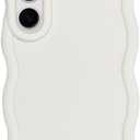 Slim Fit Case for Samsung Galaxy S24 5G, Wave Frame, Cute Soft TPU Thin Protective Phone Cover for Women, Creamy White