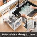 Coffee Mug Holder,Multi-Tier Glass Cup Organizer,Fruit Drainer,Dish Drain Tray with Drainboard,Kitchen Spice Organizer,Individual Use of Trays,Holds Snacks, Drinks, Cups, Fruit