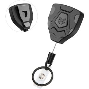 MNGARISTA Heavy Duty Retractable Keychain with Belt Clip, ID Badge Reel Key Chain, Badge Holder with 31.5' Steel Cord and Key Ring, 9.0oz, Black