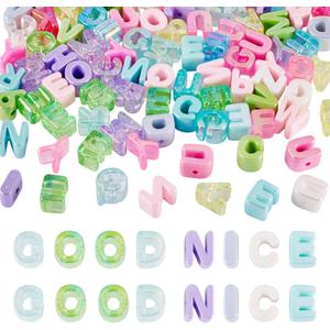 Cheriswelry 100Pcs Acrylic Letter Beads Bracelet Bead Colorful Alphabet A-Z Plastic Loose Spacer Beads 20x14mm for DIY Necklace Keychain Lanyard Making Craft Hole: 3.5mm