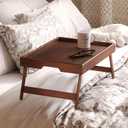 2 Pack Bamboo Bed Tray Table with Folding Legs,Breakfast Trays,Serving Tray for Food and Snack,Laptop Trays for Working(Brown)