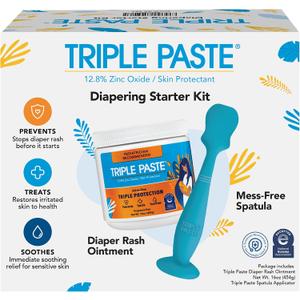 Triple Paste Diaper Rash Cream for Baby & Baby Spatula Bundle - 16 oz Zinc Oxide Ointment and Spatula Treatment, Soothe and Prevent Rash with a Pediatrician-Recommended Hypoallergenic Formula