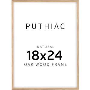 puthiac 18x24 Oak Wood Picture Frames -18"x24" Poster Frames for Wall, 18x24 Picture Frame, 18 x 24 Picture Frames, 18 x 24 Frame for Wall(1 Pack, Beige)