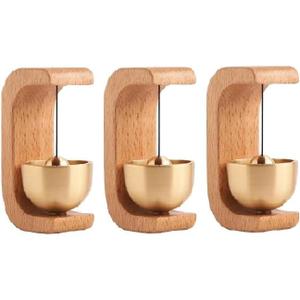 Rehmanniae Door Chime for Entrance [3PCS] Magnetic Brass Doorbell | Handmade Wooden Doorbell Shopkeepers Bell for Door Opening | Wooden Magnetic Door Bell Chime for Entrance | Welcome Doorbell