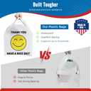 Fuxury 1000 Count Happy Smiling Face Thank You Plastic Bags (11.5 x 6.5 x 21) White, Have a Nice Day T-shirt Bags for Business, Grocery, Take Out, To Go, Retail Shopping in Bulk (Made in USA)