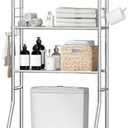 Ekisemio 4-Tier Over The Toilet Rack, Shelf Bathroom, Bathroom Storage Organizer with 4 Hooks and Holder Spcae Saver, Chrome