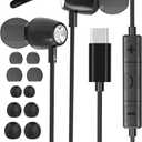 Pack of 2 USB C Headphones Earbuds for iPhone 16 15 Pro Max Samsung Galaxy S24 S23 Ultra S22 S21 S20, Stereo in Ear Metal Wired USB C Earphones Type C Headphones with Microphone for Google Pixel Oneplus