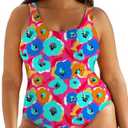 Eytino Plus Size Swimsuit for Women Back Crisscross Sports Tummy Control One Piece Bathing Suits, Z Red (4X)
