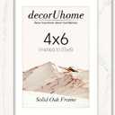 decorUhome Solid Oak Wood 4x6 Picture Frame, Display Pictures 3.5x5 with Mat or 4x6 without Mat, Wall & Tabletop Display Photo Frame, White, 1 Pack