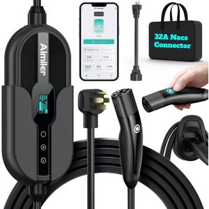 Level 2 Tesla Charger(Wireless WiFi APP), 240V, 32 Amp, NEMA 14-50 Plug, 25ft Cord - Portable/Home NACS Connector Electric Car(EV) Charger for Tesla - Compatible with Tesla Model X/Y/3/S
