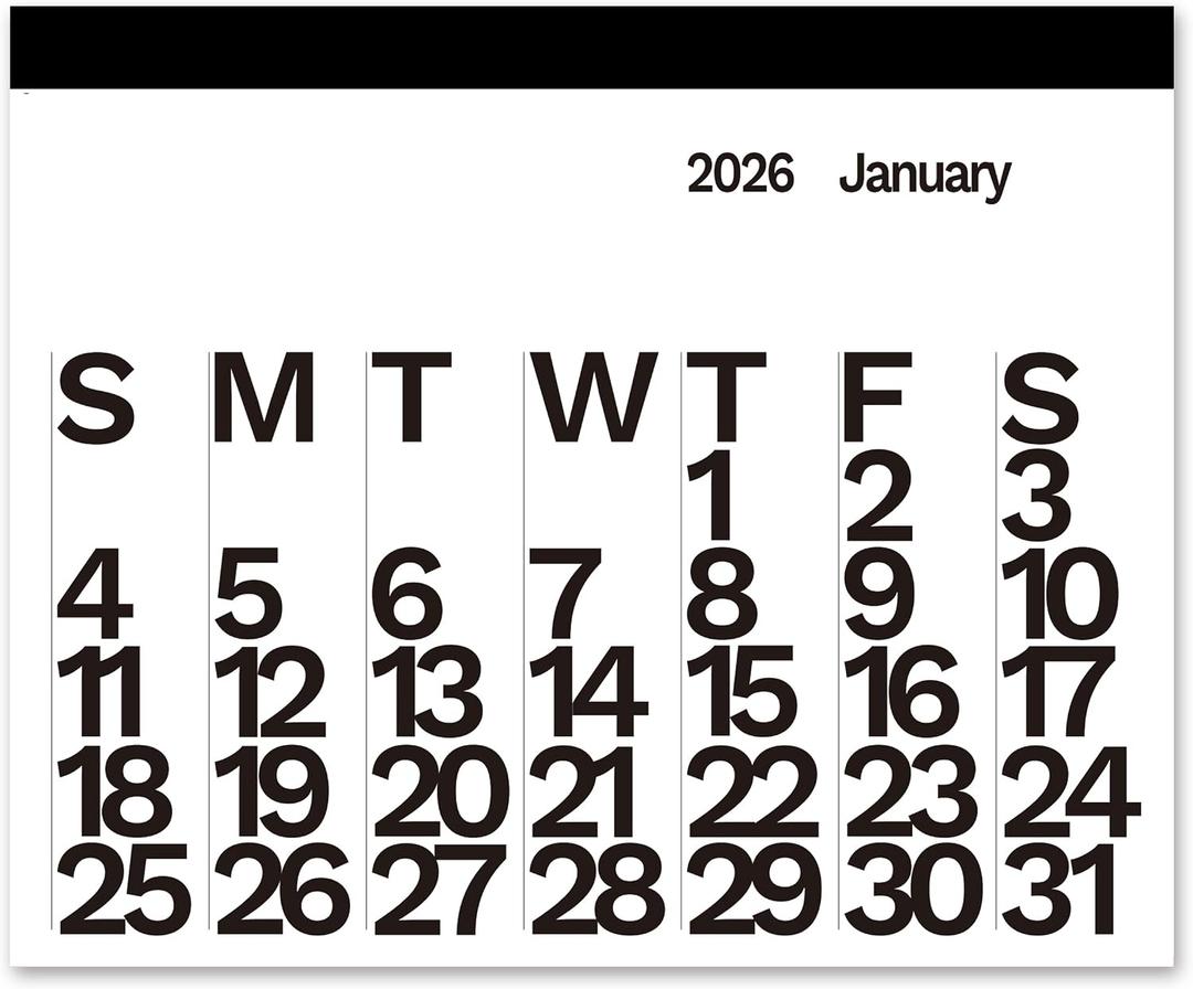 The Wall Calendar Year 2026 - Black/White- Giant Wall Calendar 48" x 36" - 12 Month Modern Calendar