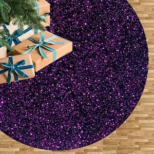Purple Tree Skirts Christmas 21 Inch Sequin Glitter Tree Skirts Velvet Fabric Decoration Halloween Tree Skirt Glittery Pencil Tree Skirt for Festival Holiday Party Purple Ornament Decorations