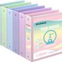 2-inch 3-Ring Binder with Pockets, Basic Binders 2'' Pastel Color Binders, Holds Letter Size 8.5'' x 11'', 450 Sheet Capacity, Bundle 6 Pack for Back to School (2- Inch)