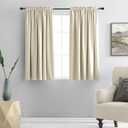 DONREN Cream Beige Room Darkening Curtain Panels for Bedroom - Thermal Insulated Rod Pocket Drapes for Living Room (W 42 x L 45 Inch,2 Panels)